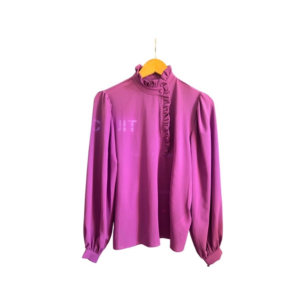 Ruffle collar magenta blouse